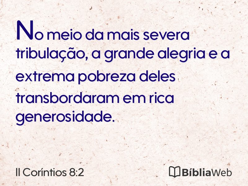 II Coríntios 8:2 em imagem para compartilhar
