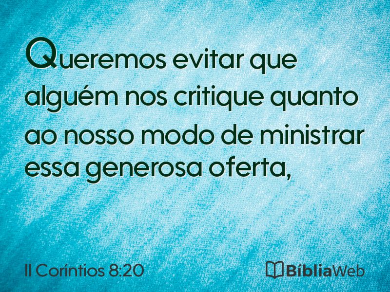 II Coríntios 8:20 em imagem para compartilhar