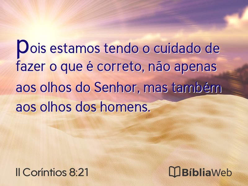 II Coríntios 8:21 em imagem para compartilhar