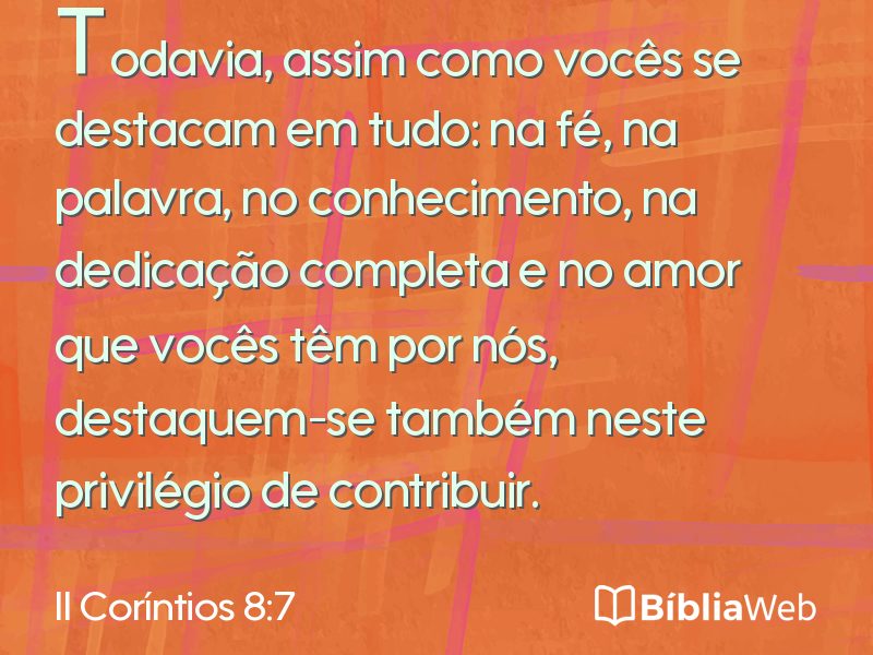 II Coríntios 8:7 em imagem para compartilhar