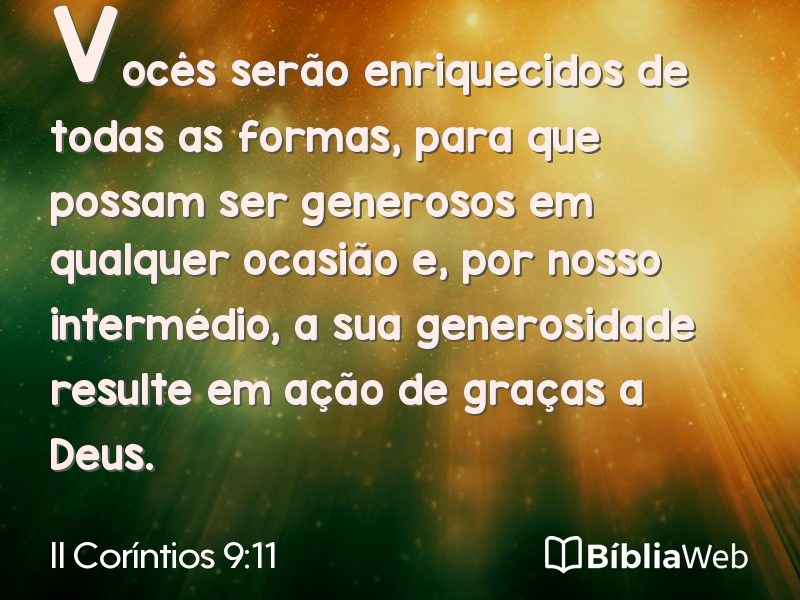 II Coríntios 9:11 em imagem para compartilhar