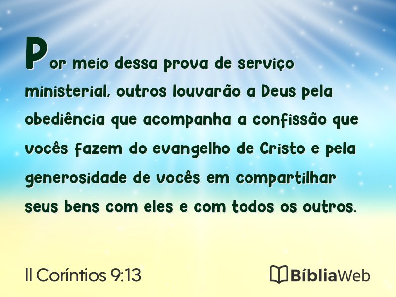 II Coríntios 9:13 em imagem para compartilhar