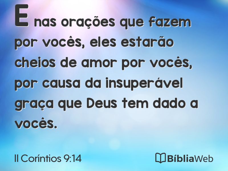II Coríntios 9:14 em imagem para compartilhar