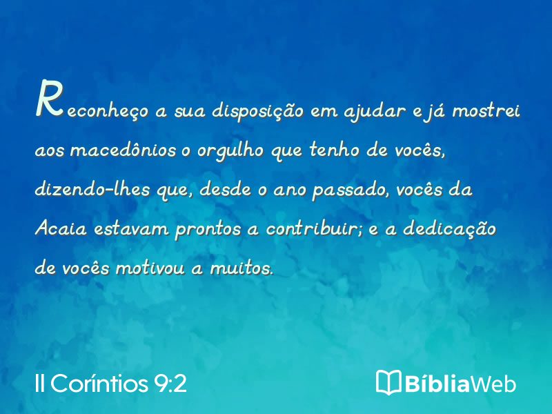 II Coríntios 9:2 em imagem para compartilhar