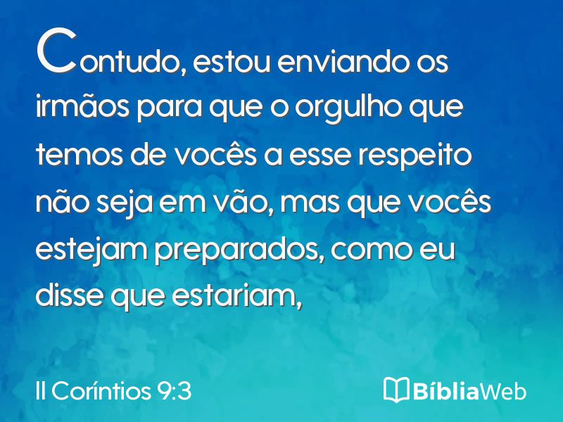 II Coríntios 9:3 em imagem para compartilhar