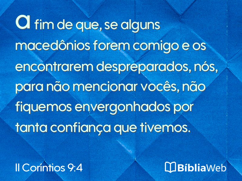 II Coríntios 9:4 em imagem para compartilhar