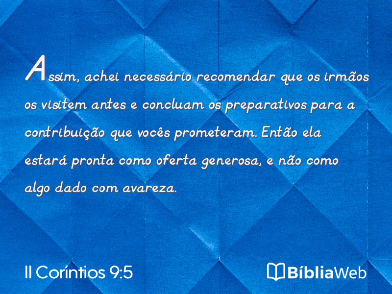 II Coríntios 9:5 em imagem para compartilhar