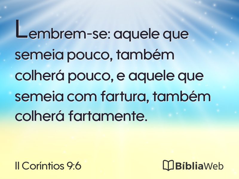 II Coríntios 9:6 em imagem para compartilhar