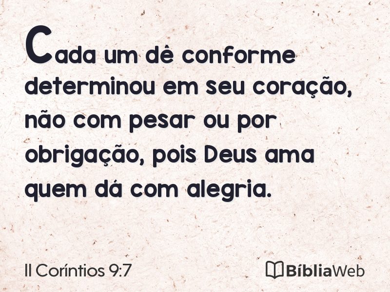 II Coríntios 9:7 em imagem para compartilhar