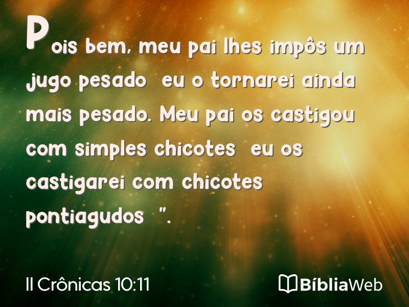 II Crônicas 10:11 em imagem para compartilhar