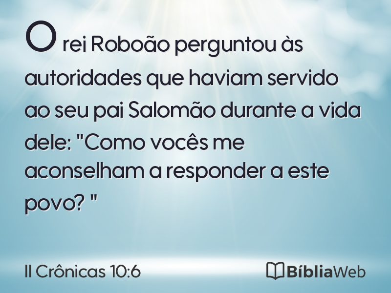 II Crônicas 10:6 em imagem para compartilhar
