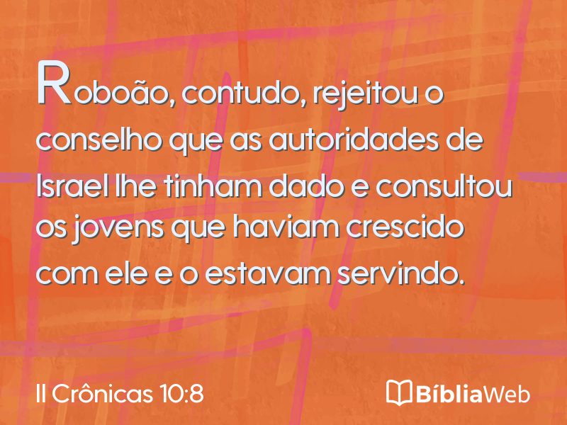 II Crônicas 10:8 em imagem para compartilhar