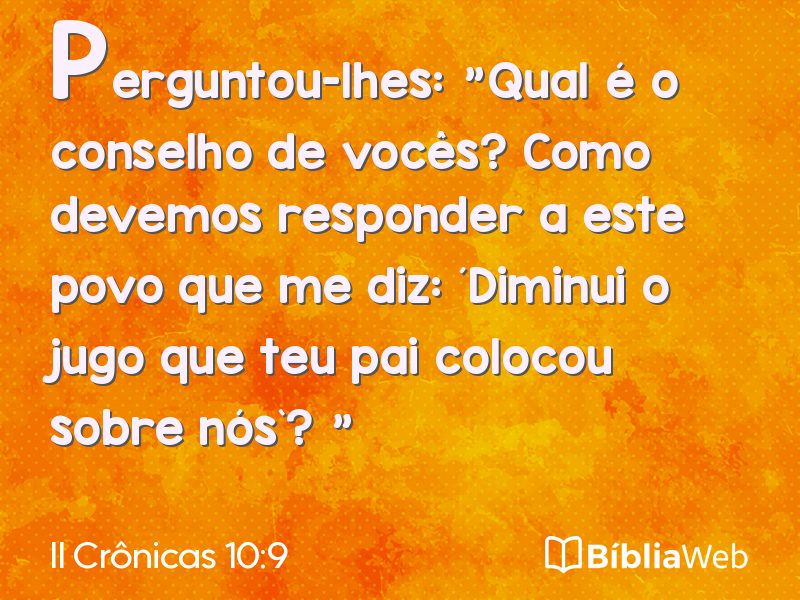 II Crônicas 10:9 em imagem para compartilhar