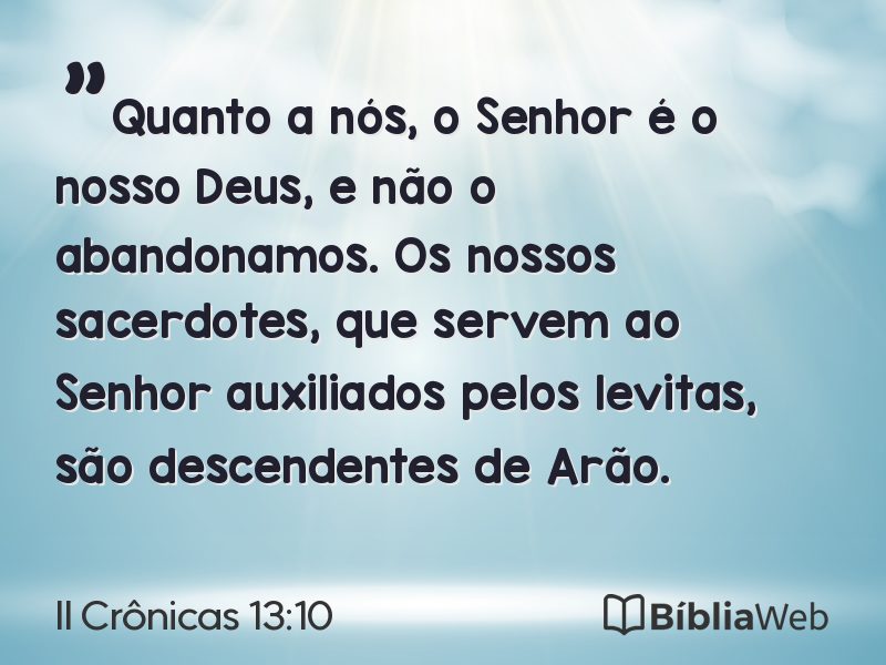 II Crônicas 13:10 em imagem para compartilhar