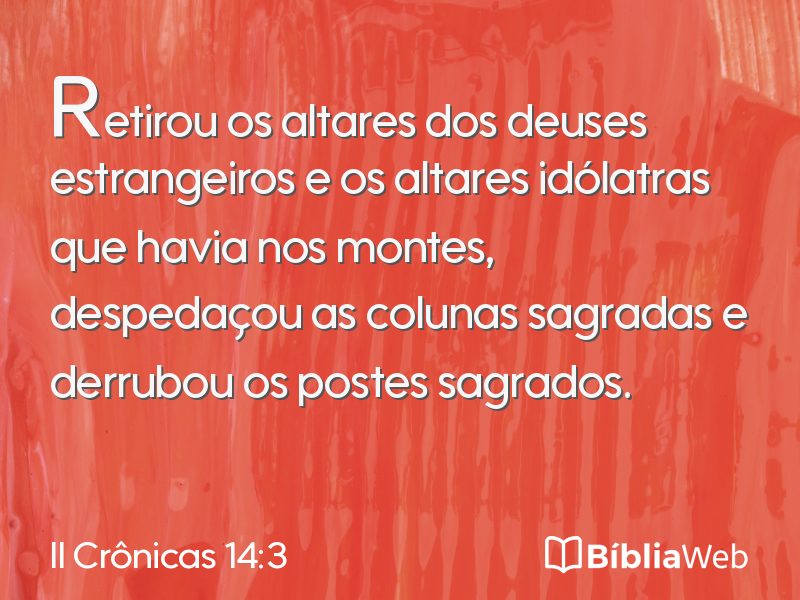 II Crônicas 14:3 em imagem para compartilhar