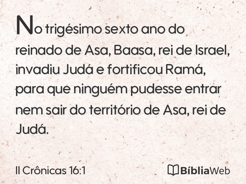 II Crônicas 16:1 em imagem para compartilhar