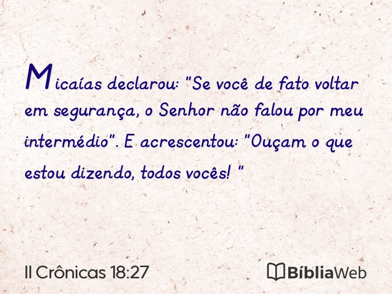 II Crônicas 18:27 em imagem para compartilhar