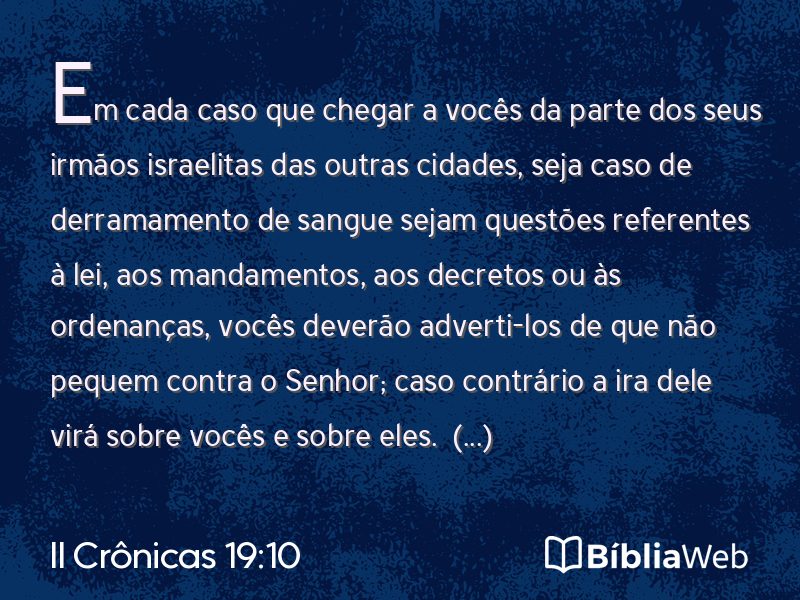 II Crônicas 19:10 em imagem para compartilhar
