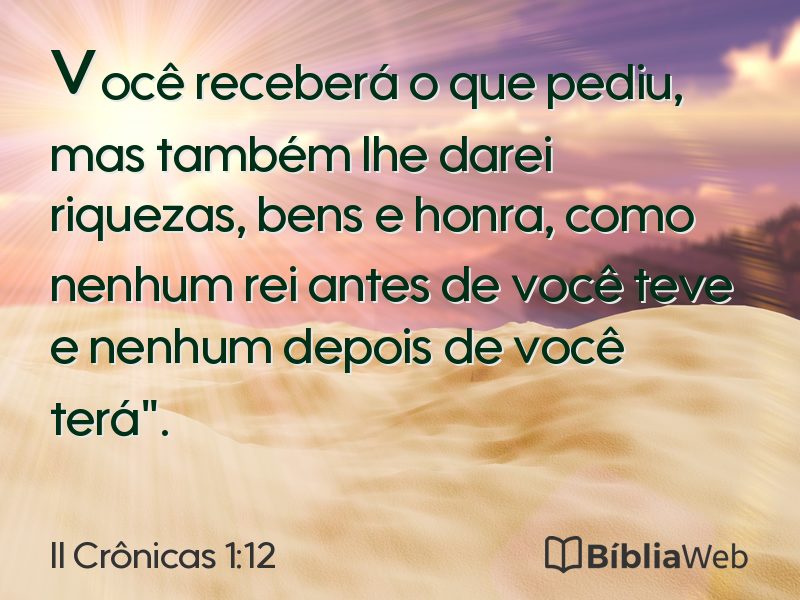 II Crônicas 1:12 em imagem para compartilhar
