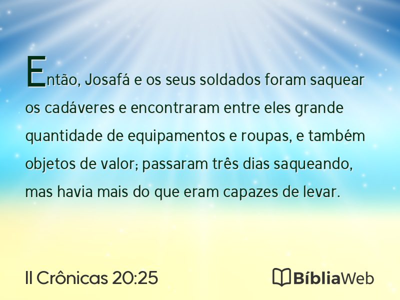 II Crônicas 20:25 em imagem para compartilhar