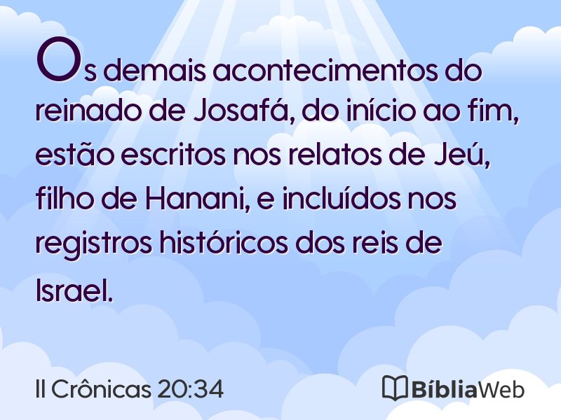 II Crônicas 20:34 em imagem para compartilhar