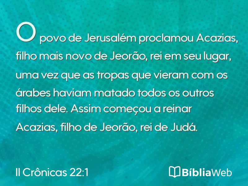II Crônicas 22:1 em imagem para compartilhar