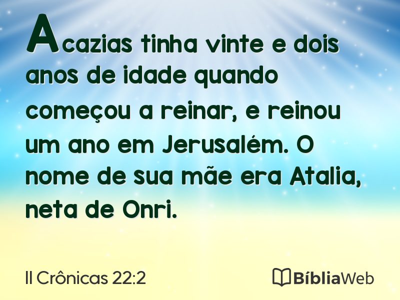 II Crônicas 22:2 em imagem para compartilhar