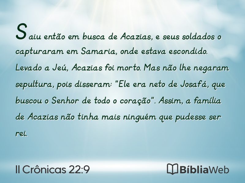 II Crônicas 22:9 em imagem para compartilhar