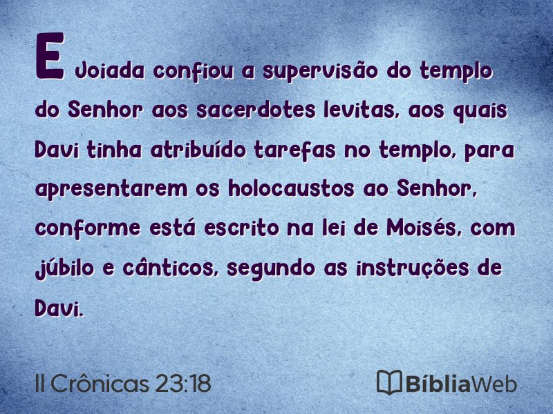 II Crônicas 23:18 em imagem para compartilhar