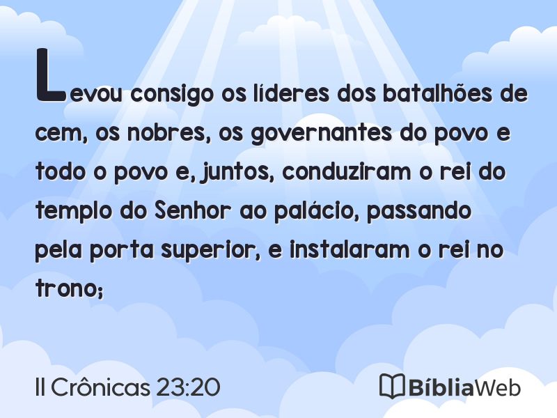 II Crônicas 23:20 em imagem para compartilhar