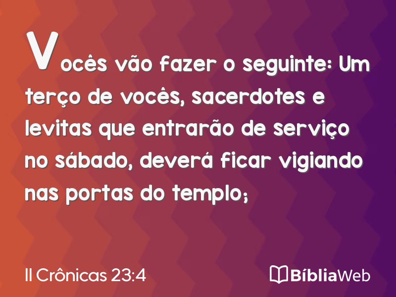 II Crônicas 23:4 em imagem para compartilhar