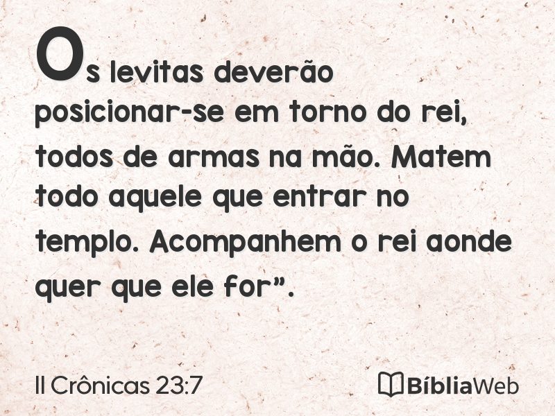 II Crônicas 23:7 em imagem para compartilhar