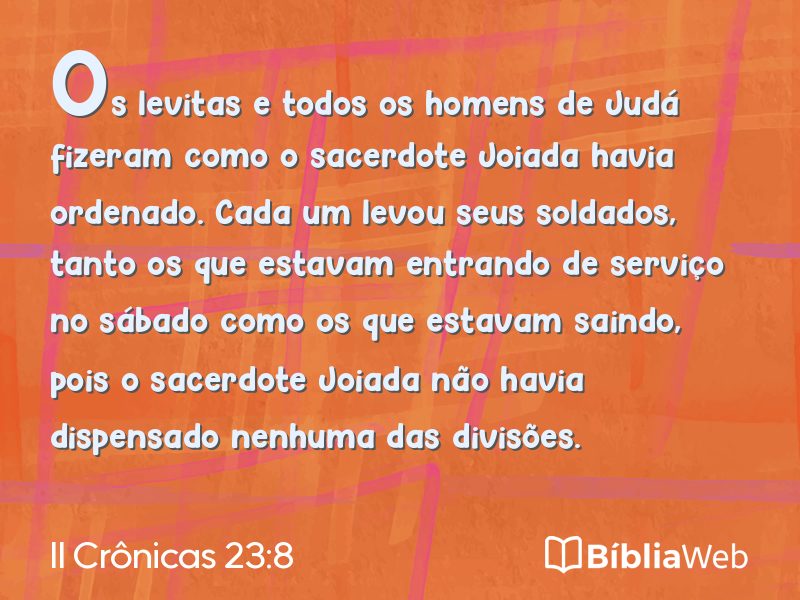 II Crônicas 23:8 em imagem para compartilhar