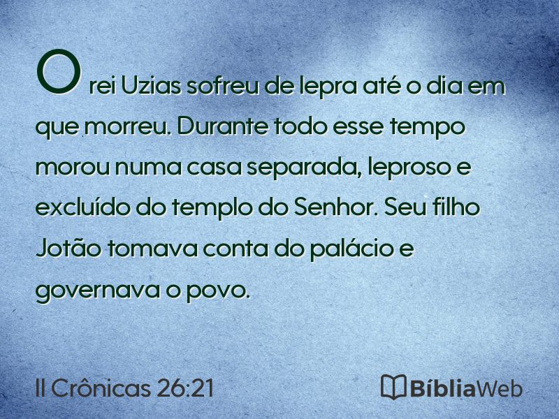 II Crônicas 26:21 em imagem para compartilhar
