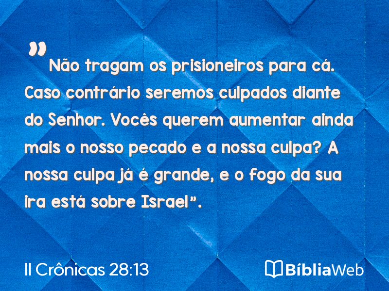 II Crônicas 28:13 em imagem para compartilhar