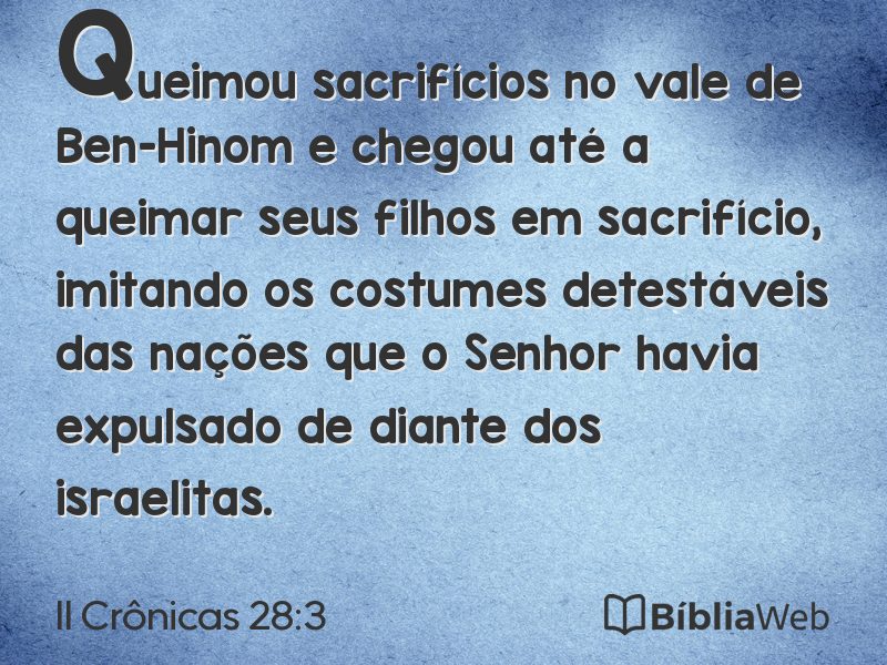 II Crônicas 28:3 em imagem para compartilhar