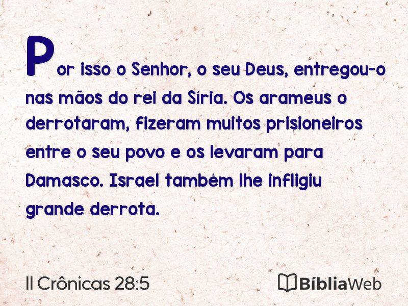 II Crônicas 28:5 em imagem para compartilhar