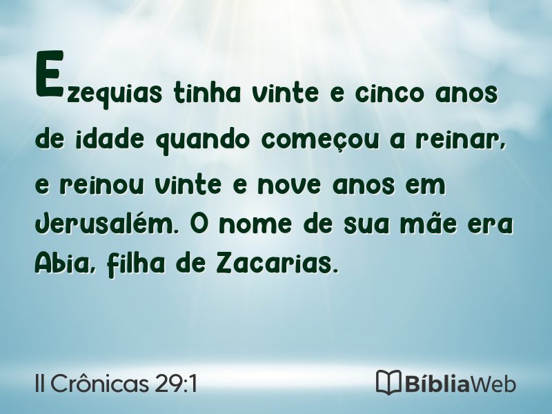 II Crônicas 29:1 em imagem para compartilhar
