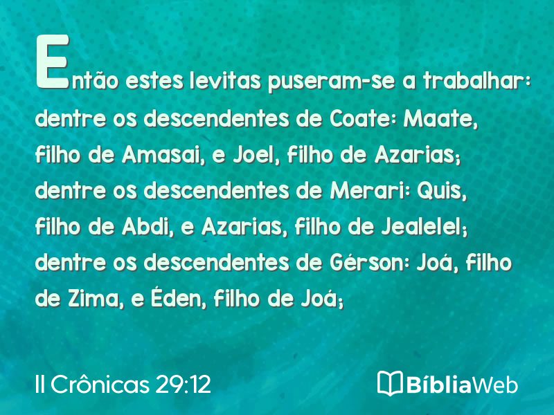 II Crônicas 29:12 em imagem para compartilhar
