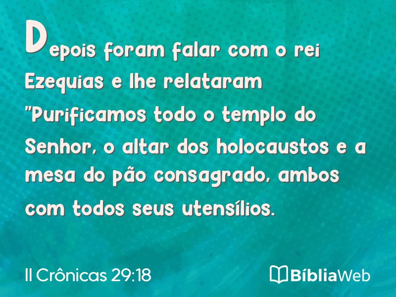 II Crônicas 29:18 em imagem para compartilhar
