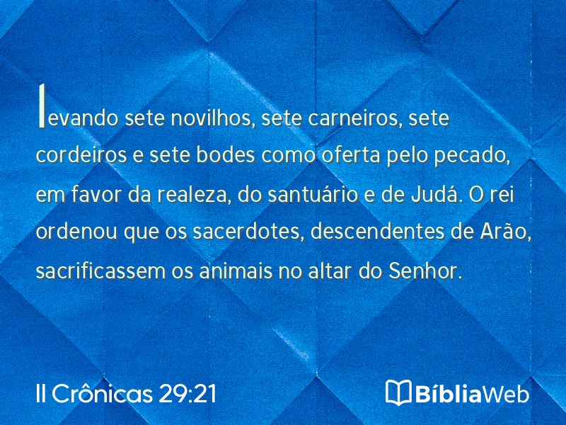 II Crônicas 29:21 em imagem para compartilhar