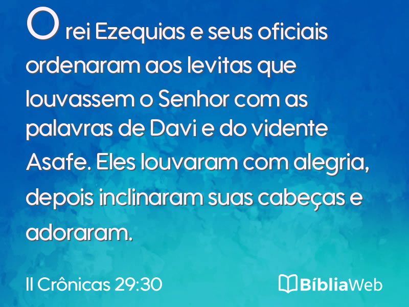 II Crônicas 29:30 em imagem para compartilhar