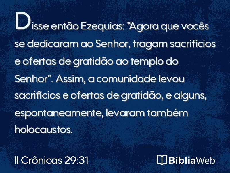II Crônicas 29:31 em imagem para compartilhar