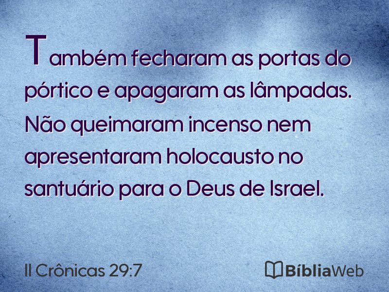II Crônicas 29:7 em imagem para compartilhar