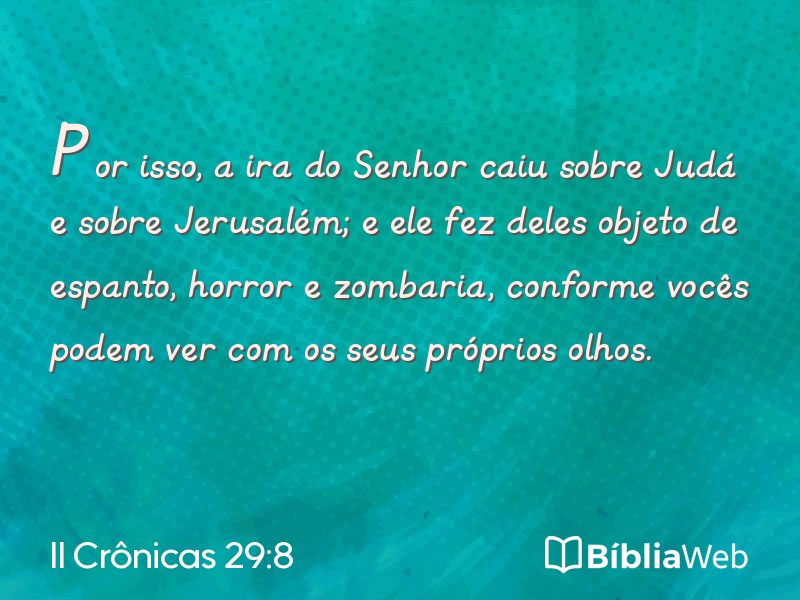 II Crônicas 29:8 em imagem para compartilhar