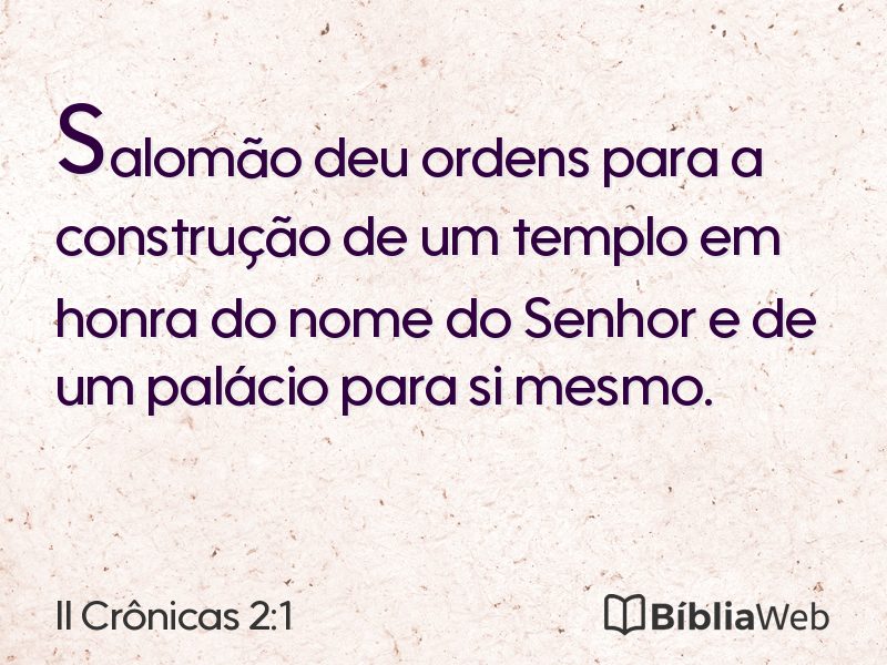 II Crônicas 2:1 em imagem para compartilhar