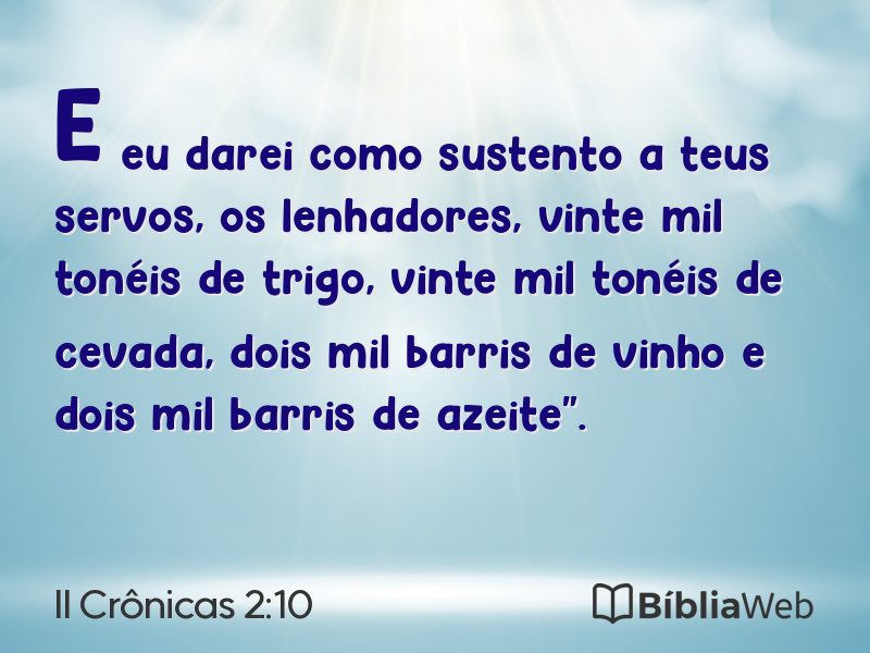 II Crônicas 2:10 em imagem para compartilhar