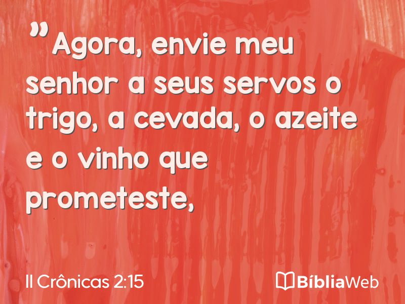 II Crônicas 2:15 em imagem para compartilhar