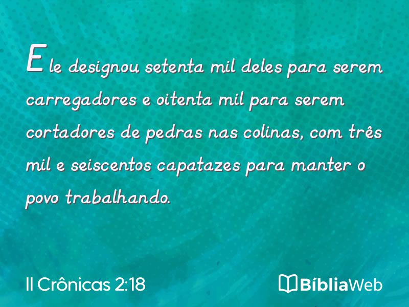 II Crônicas 2:18 em imagem para compartilhar