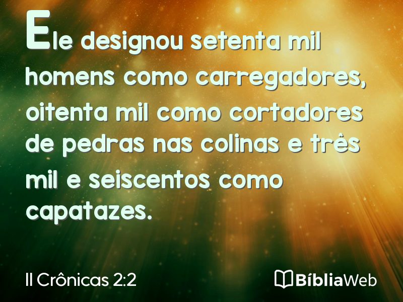 II Crônicas 2:2 em imagem para compartilhar